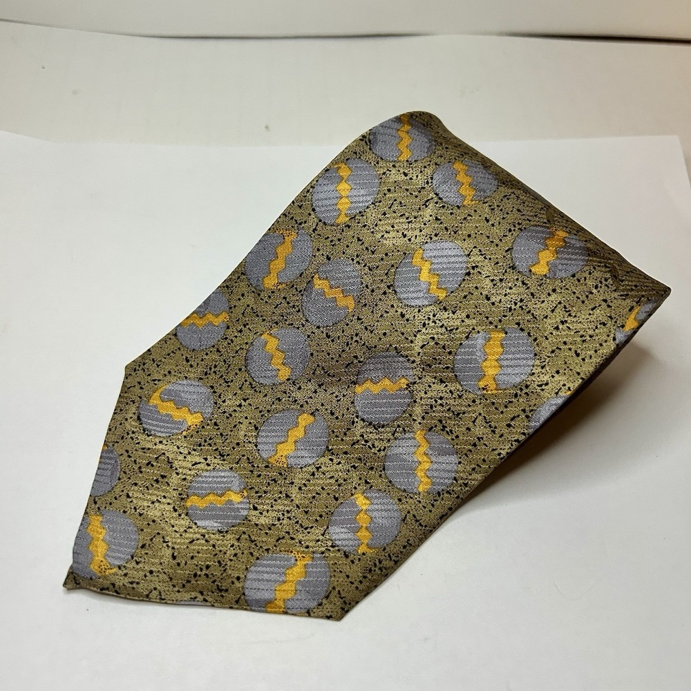 New Bruno Piattelli Mens 100% Silk Tie Green Abstract Geometric Made In Italy